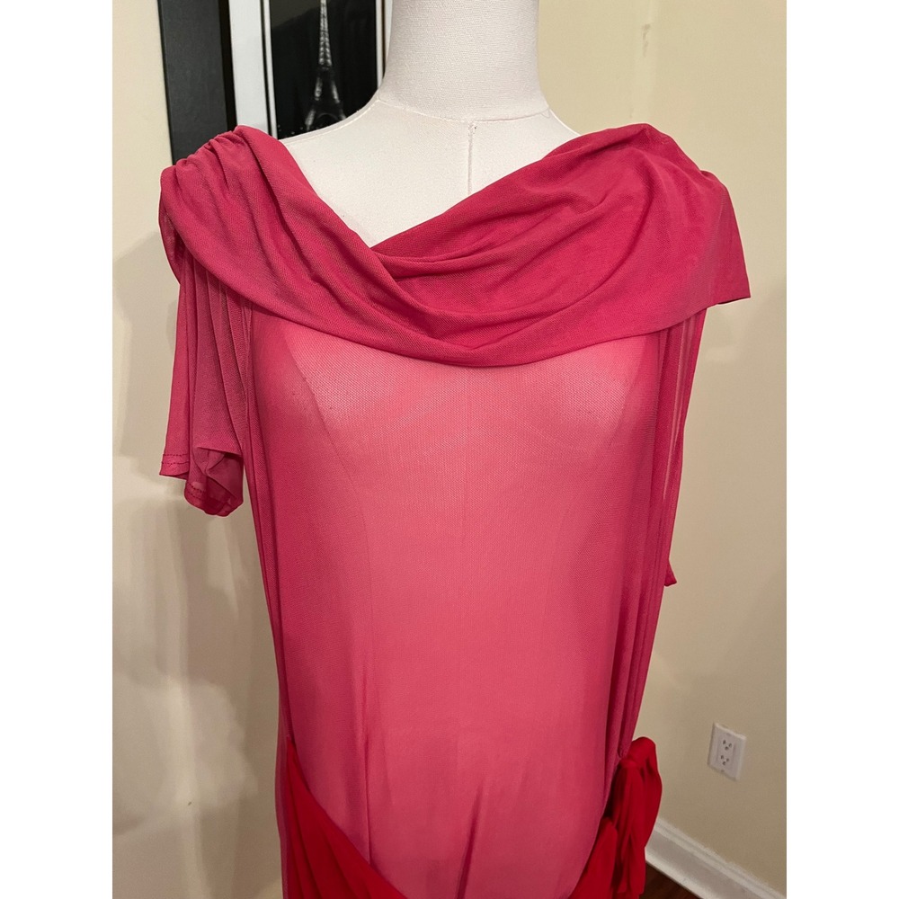 NWT Never Fully Dressed Ella Wrap Dress Pink Red One Shoulder US 18 - Picture 5 of 8